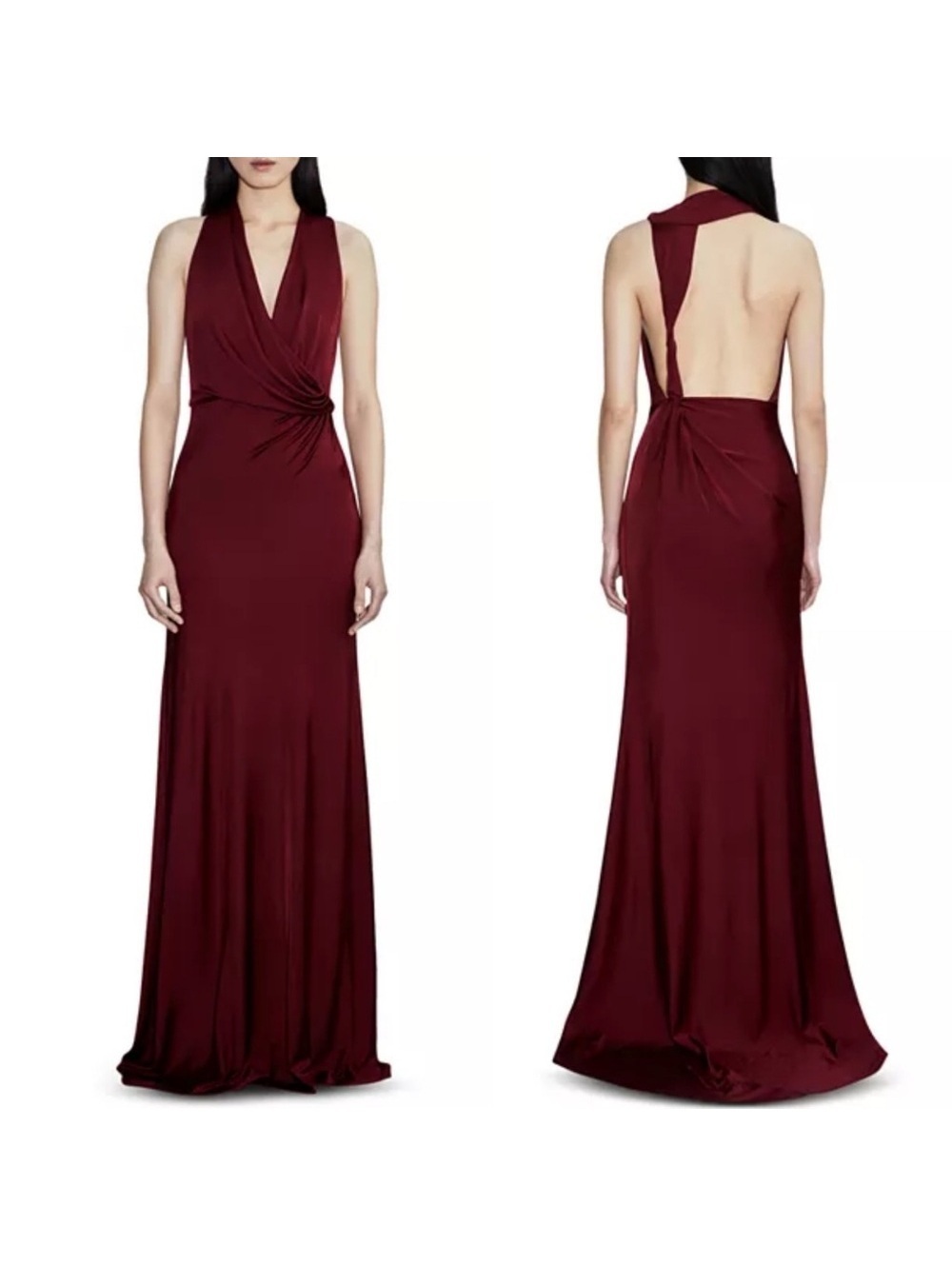 Et Ochs Valentina Open Back Gown Halter Evening Dress, Crimson, Size 8 NWT $1695
